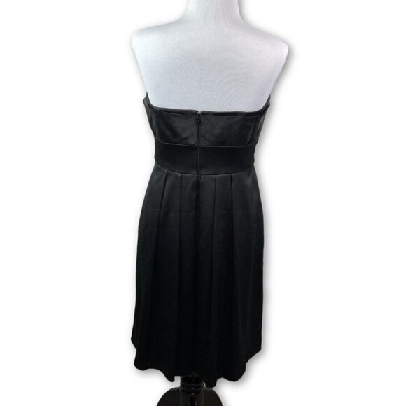WHBM Strapless Black Satin Cocktail Dress - Picture 2 of 6